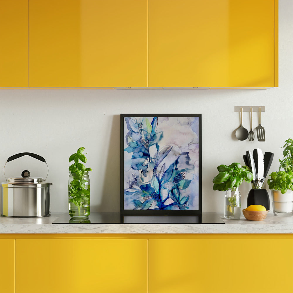 Aqua Floral Poster