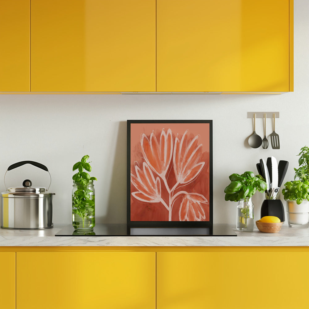 Peachy Flowers Poster