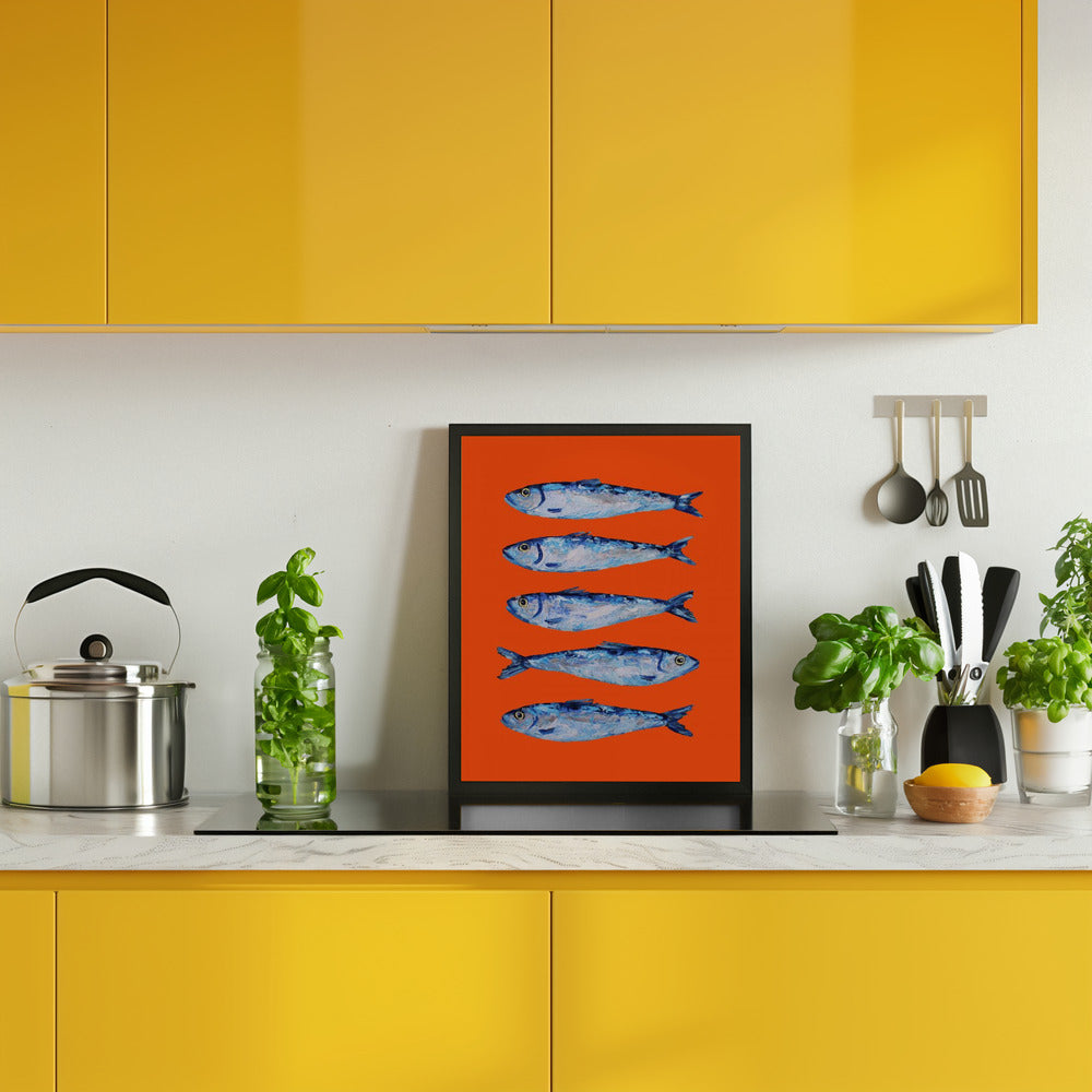 Sardines on Orange Poster