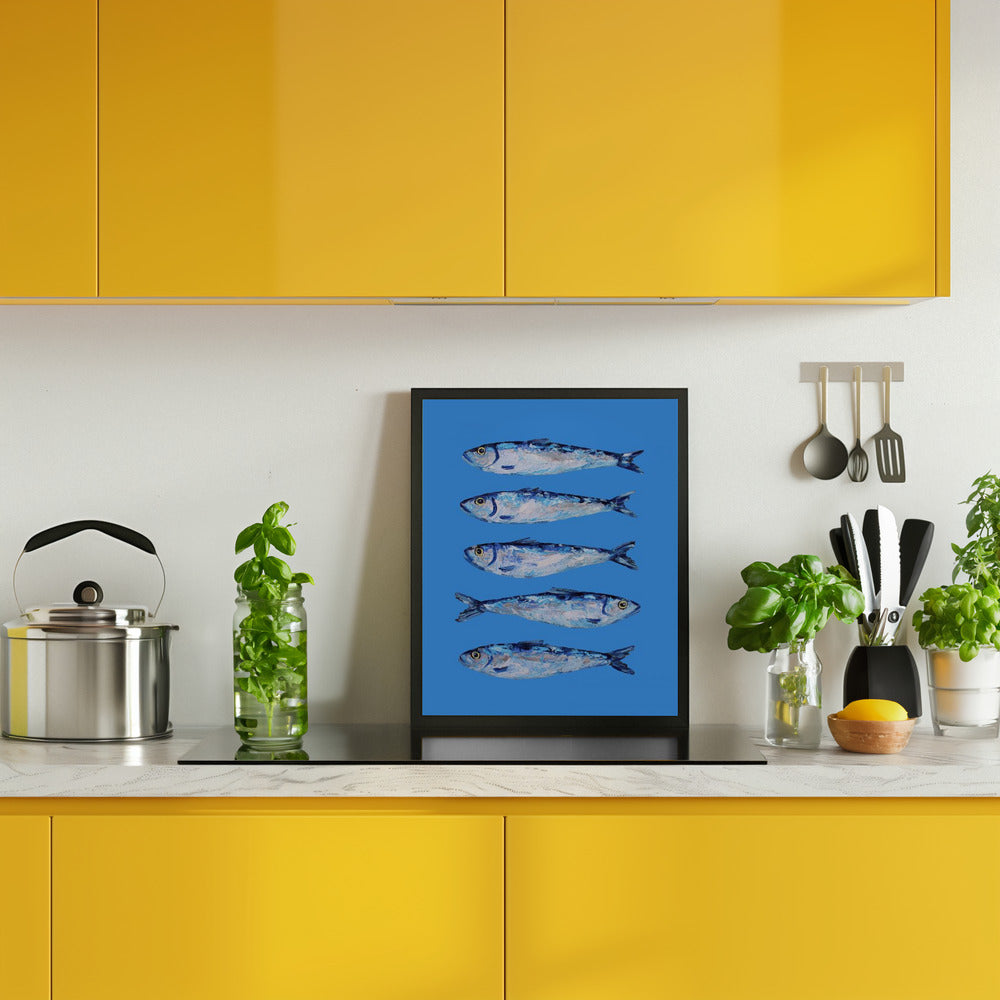 Sardines on Blue Poster