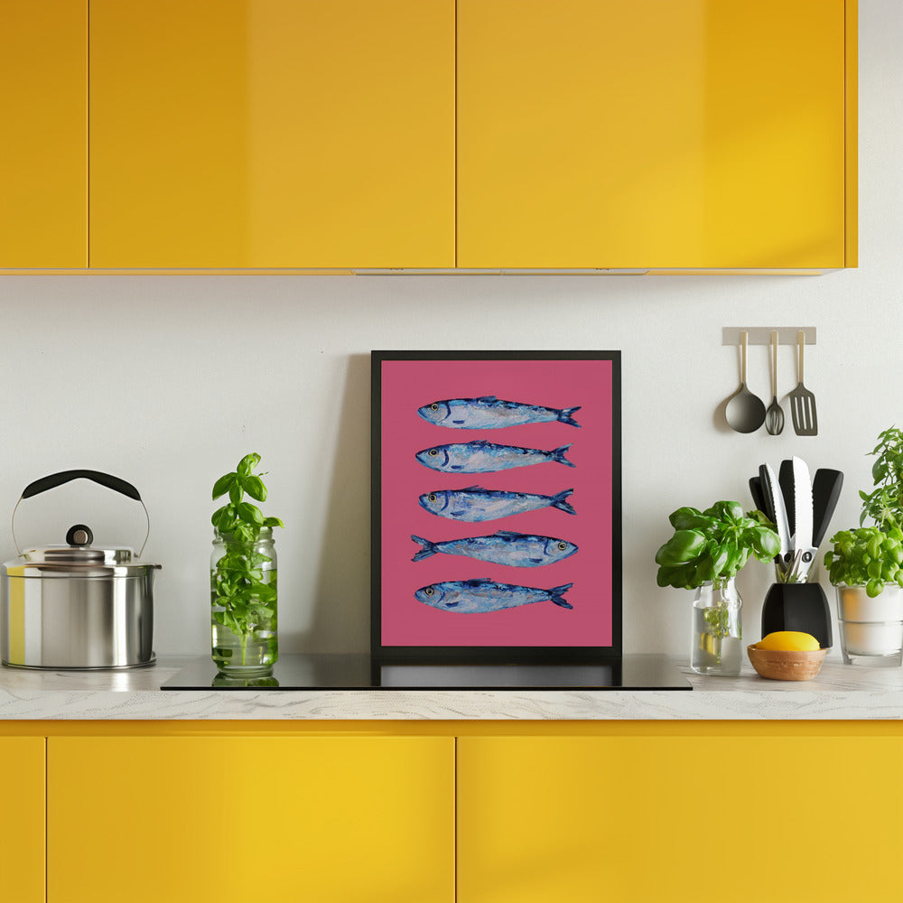 Sardines on Pink Poster