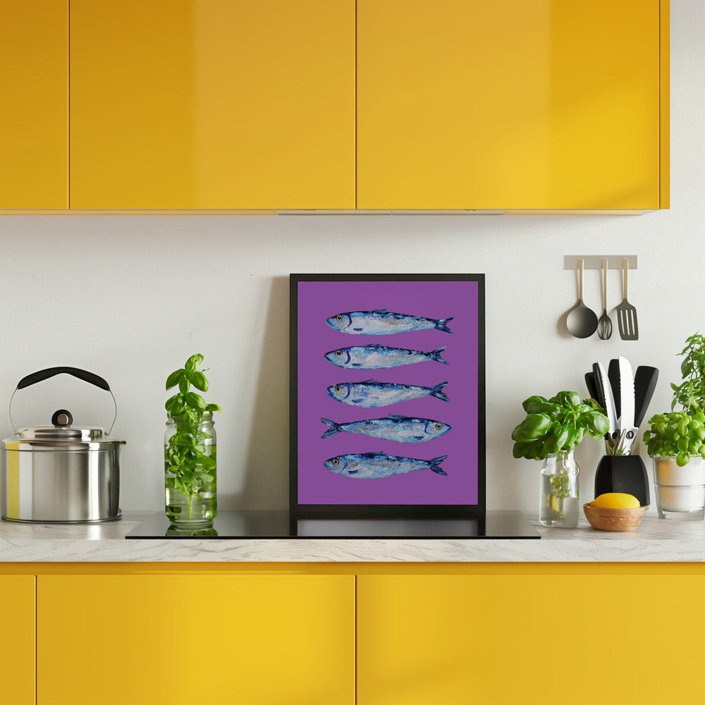 Sardines on Purple Poster