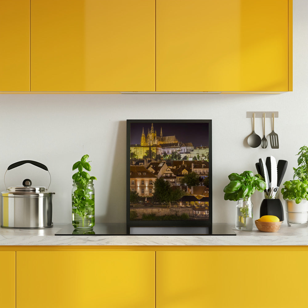 Prague Castle and St. Vitus Cathedral by night Poster