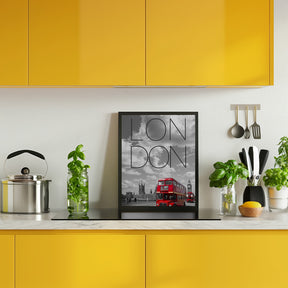 Red Buses in London | Text &amp; Skyline Poster