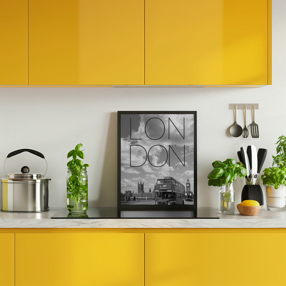 Busses in London | Text &amp; Skyline Poster