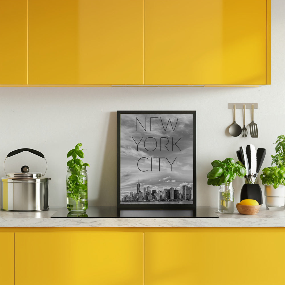 NYC Lower Manhattan &amp; Hudson River | Text &amp; Skyline Poster