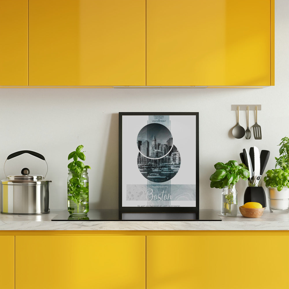 Poster Art BOSTON Waterfront | turquoise marble Poster