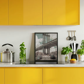 NYC Manhattan Bridge Panorama | urban vintage style Poster