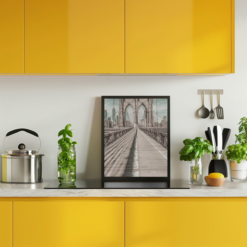 NYC Brooklyn Bridge Panorama | urban vintage style Poster