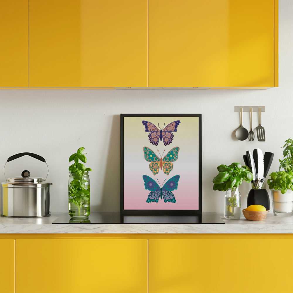 Colorful floral butterflies I Poster
