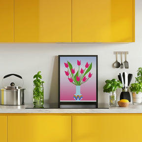 Tulips in the rainbow vase Poster