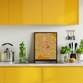 Berit abstract in ochre and pink Poster