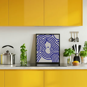 Berit in beige and indigo blue Poster