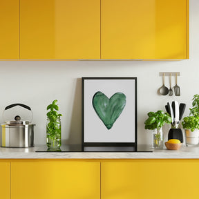 Watercolor heart green Poster