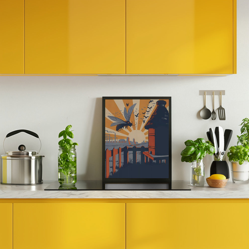 Bees and the Honeycomb Poster