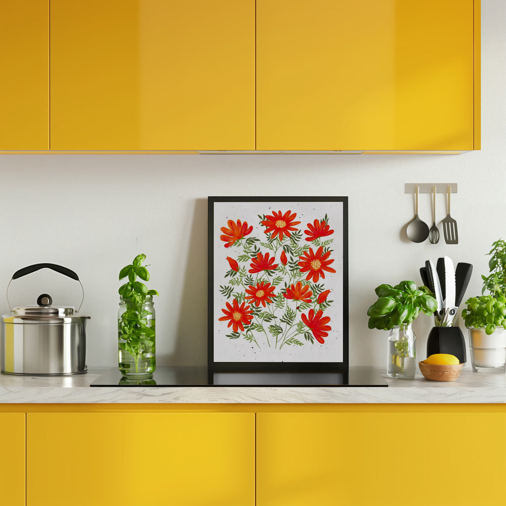 Ladybug flowers red Poster