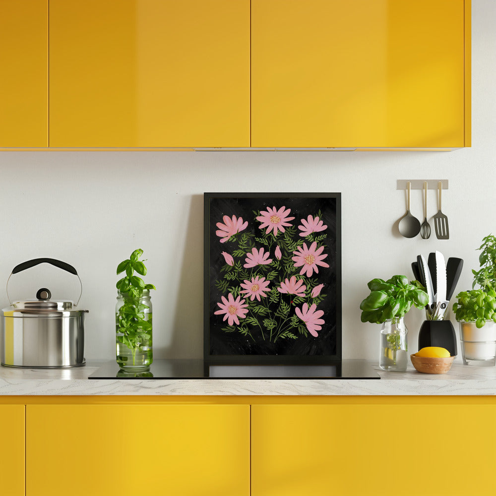 Ladybug flowers pink Poster