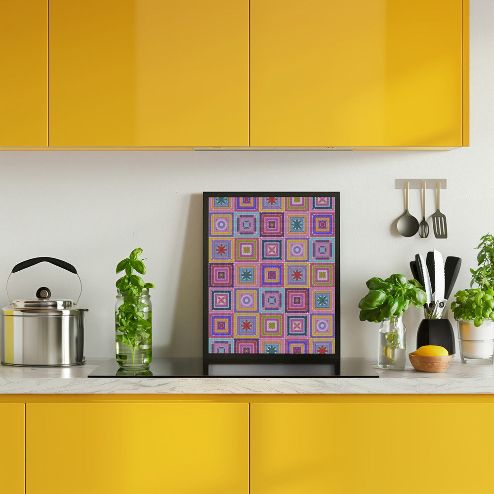 Colorful digital grandma squares I Poster