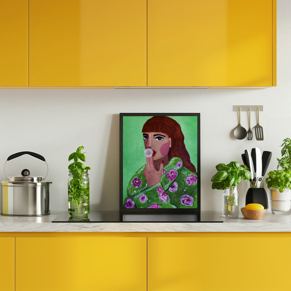 Woman Smoking a Flower Poster