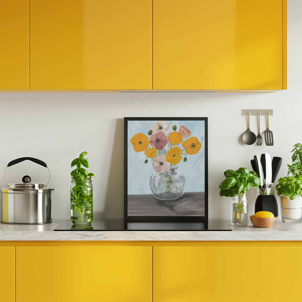 Vase with poppys Poster