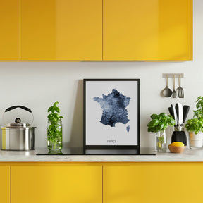 France Watercolor Map Poster