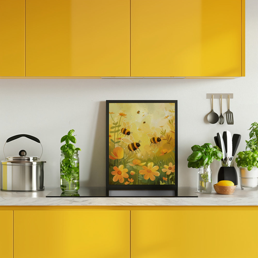 Bees and Flowers Poster