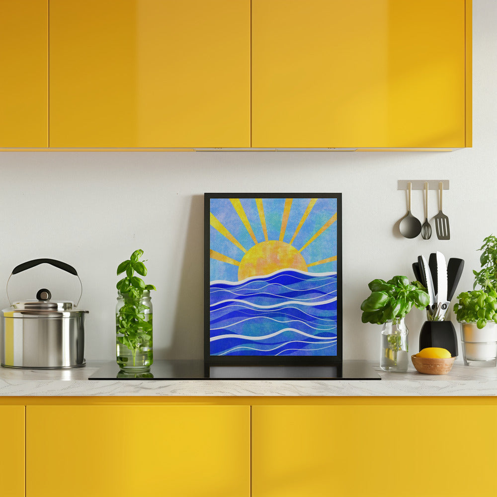 Sea Sunset Blue Poster