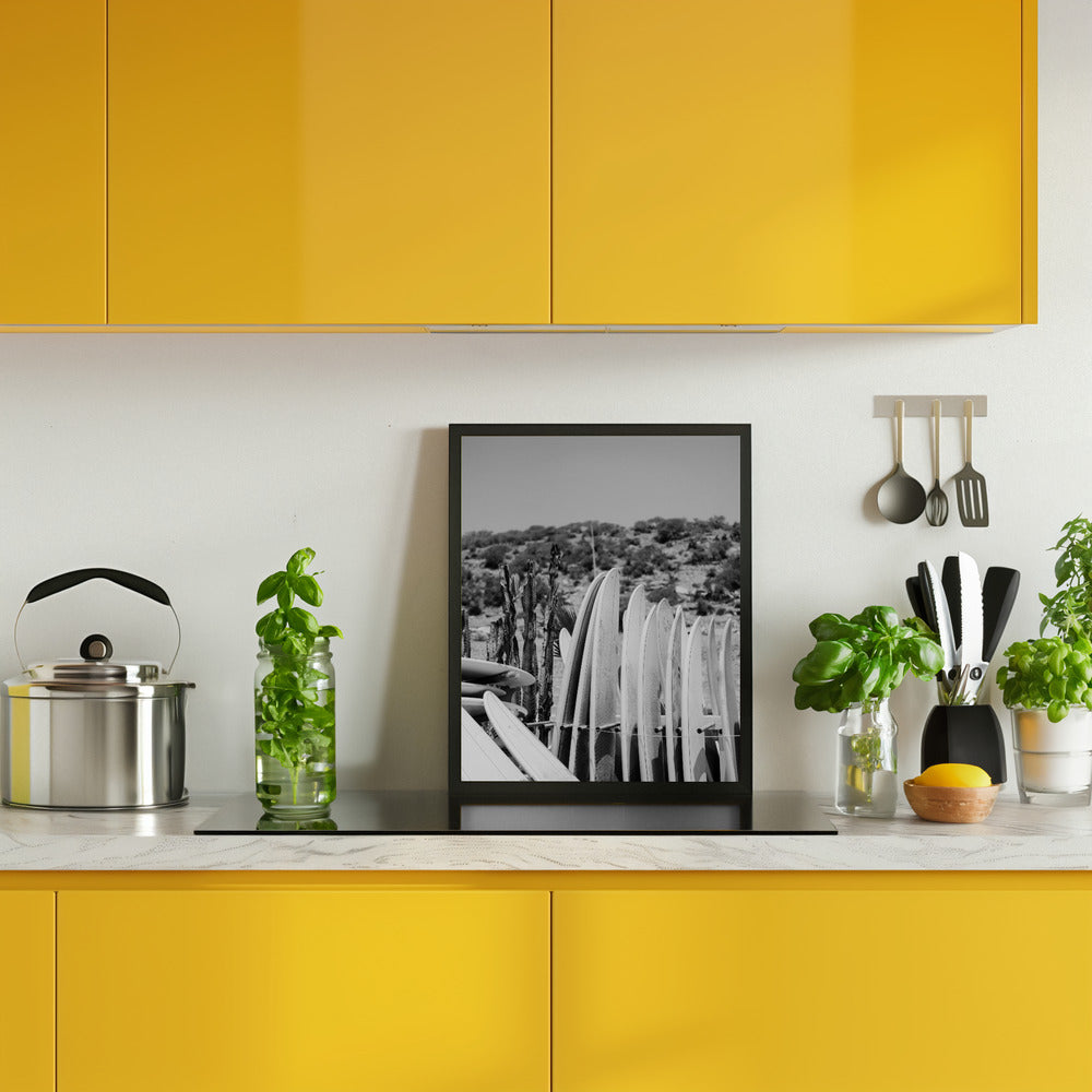 Surfboards in Black and White Poster