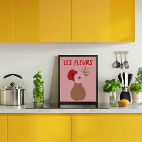 Les Fleurs Pink and Red Poster