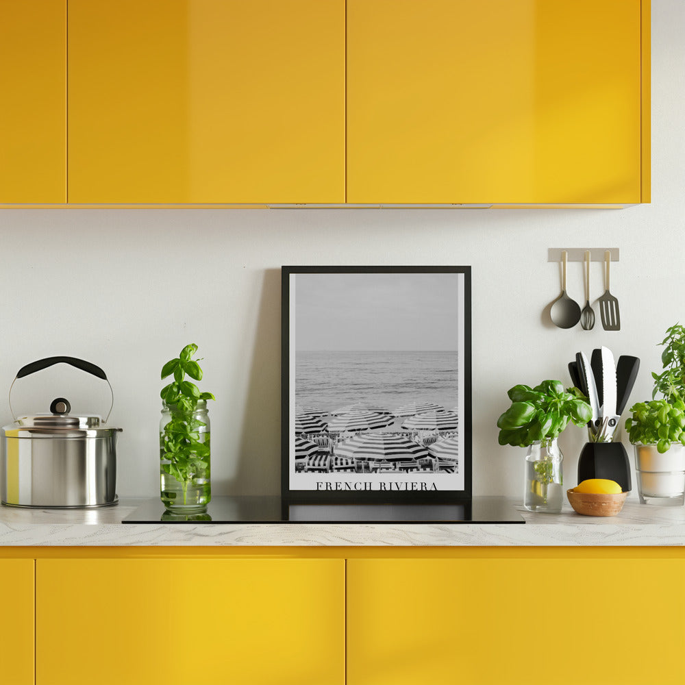 French Riviera Travel In Black and White Poster