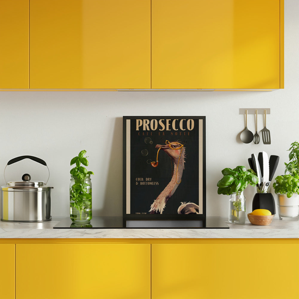 Art Deco Prosecco Wall Art Of An Ostrich Poster