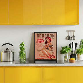 Bourbon Babes Vol 22 Vintage Pinup Girl Drinking A Cocktail Poster