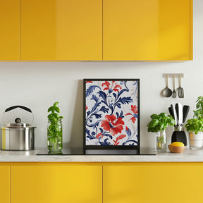 Floral In Blue and Red Poster