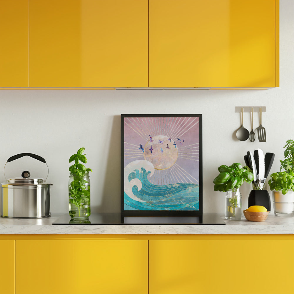 Sunset Golden Ocean Pink Poster