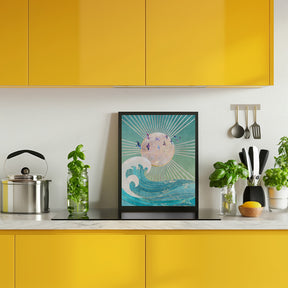 Sunset Golden Ocean Turquoise Poster