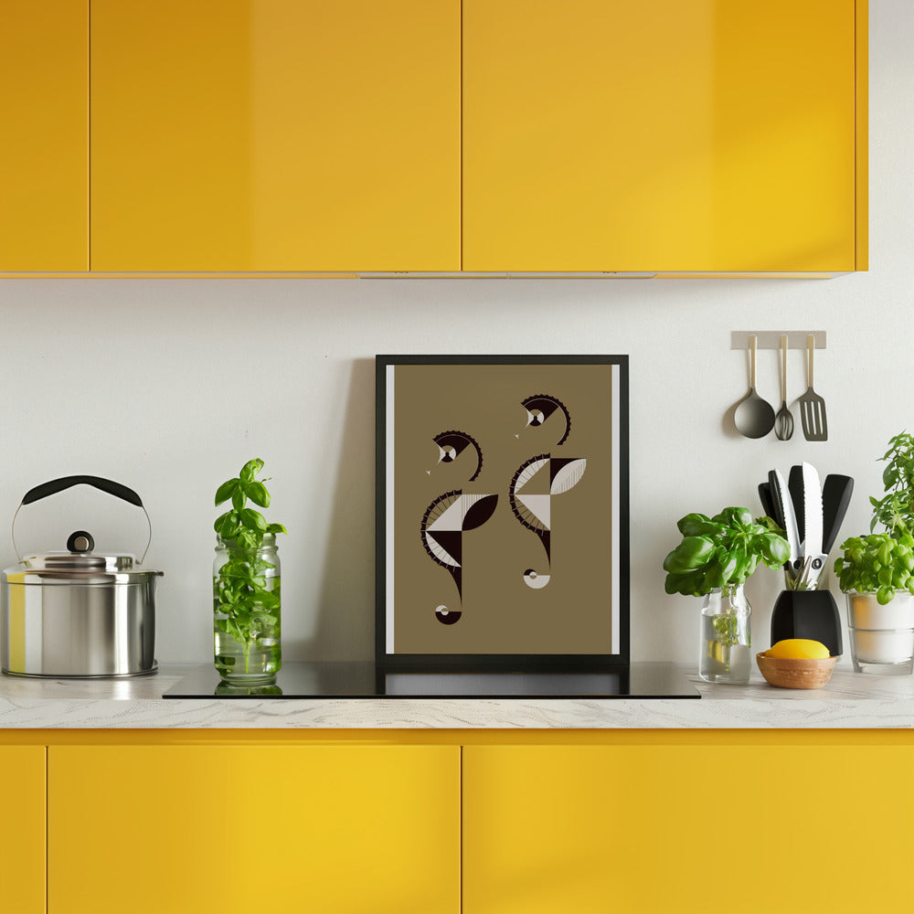 Golden Animals - Seahorses (gold) Poster