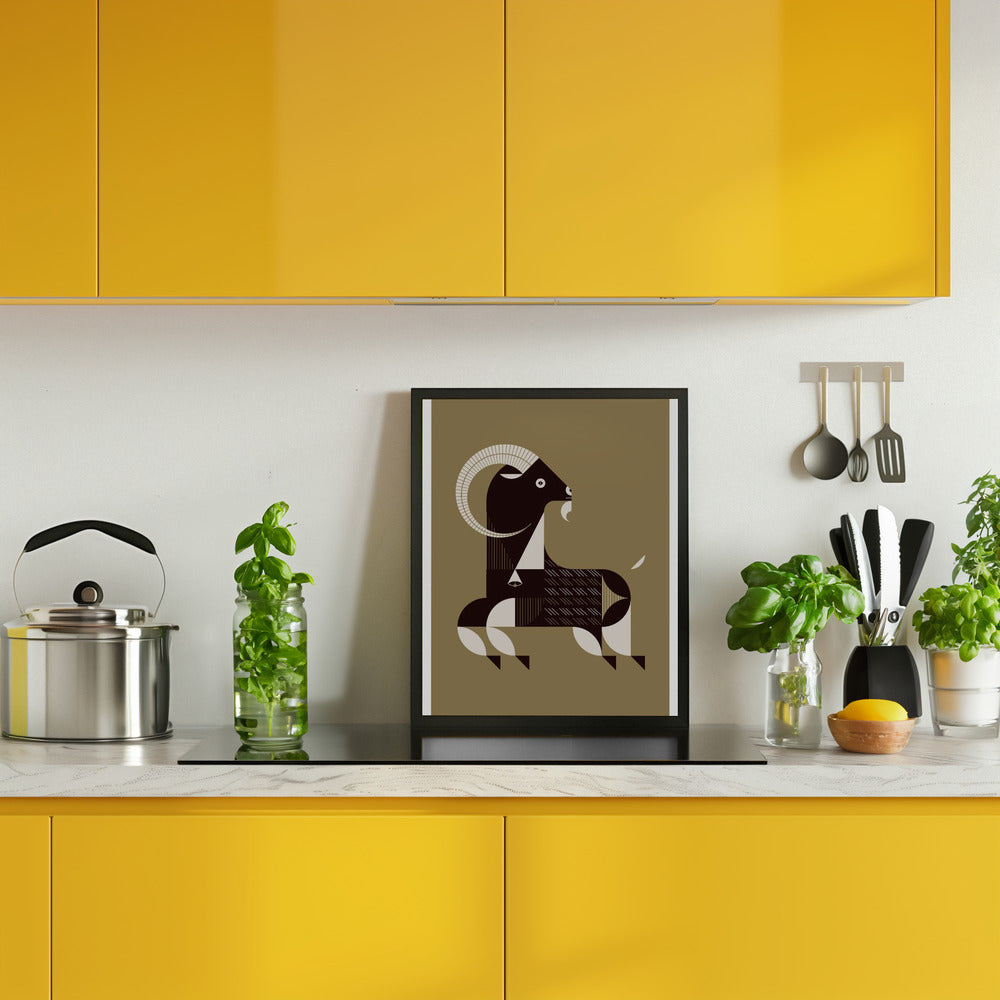 Golden Animals - Kri Kri Goat (Gold) Poster