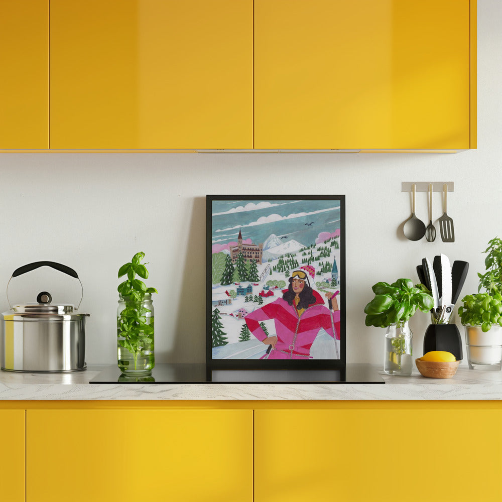 Winter Scene Woman Skiing Poster