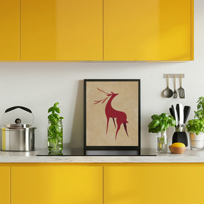 Stylized retro deer red/tan Poster