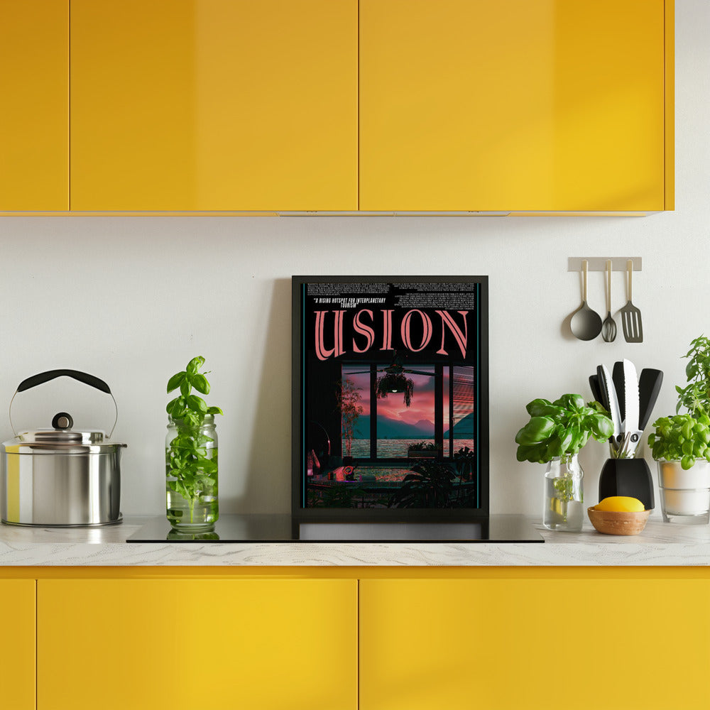 &#039;USION&#039; Fiction vaporwave travel poster Poster