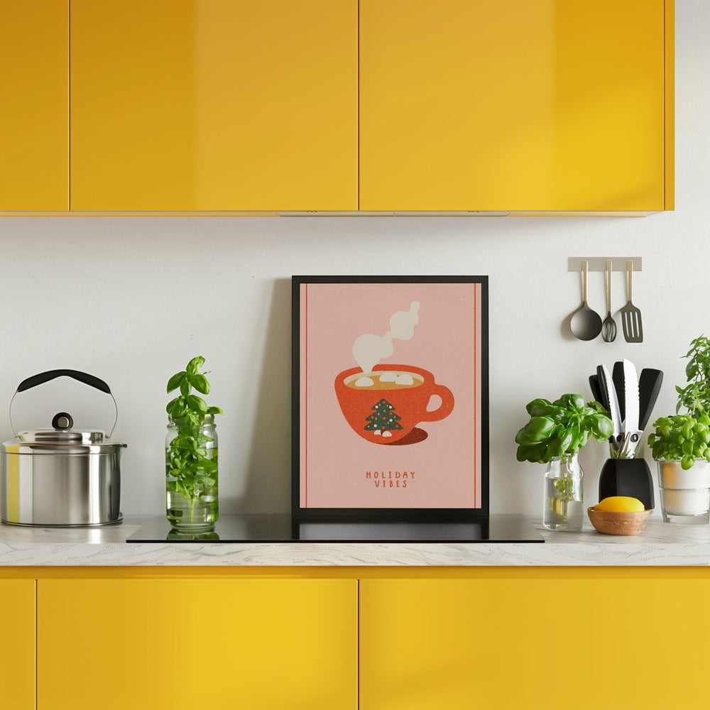 Holiday vibes. A mug of hot cocoa for Christmas Poster