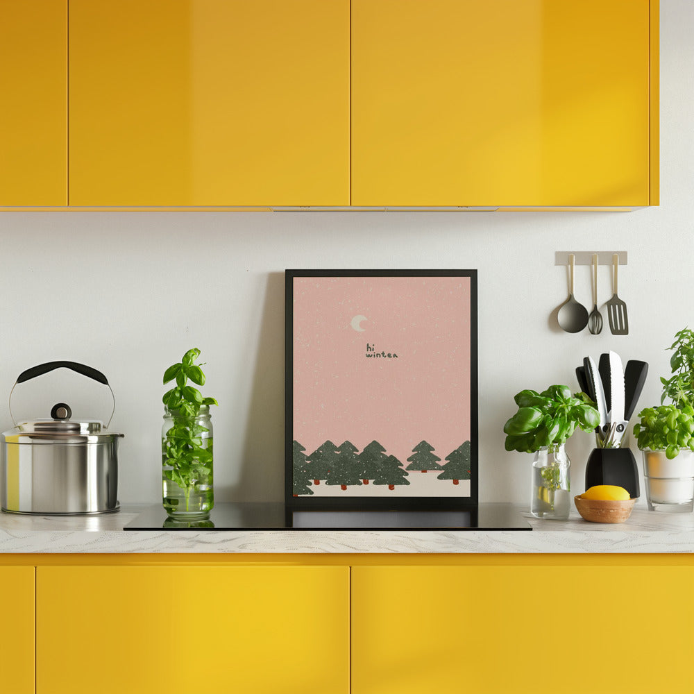 Magical snowfall in the forest. Hello winter Poster