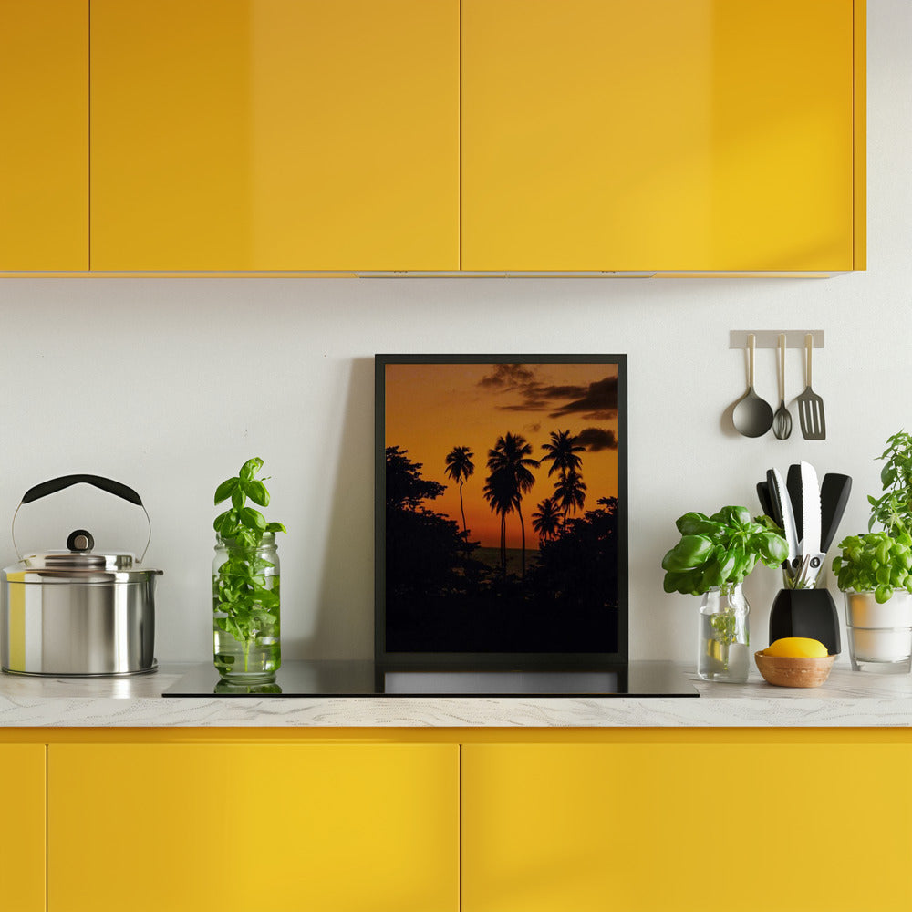 Squiggly Palm Sunset Poster