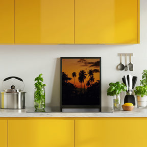 Squiggly Palm Sunset Poster