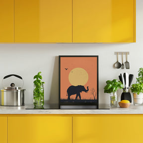 Elephant On the Savannah Poster