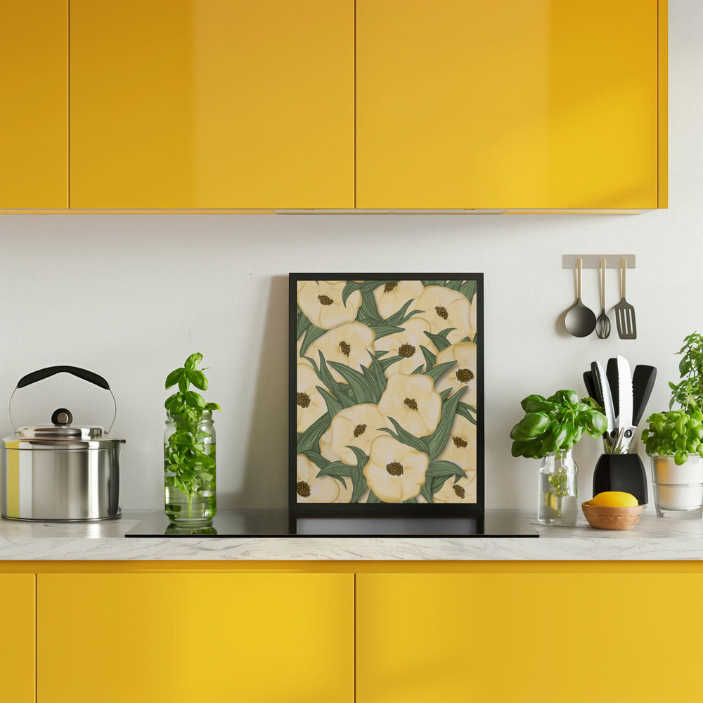 Yellow poppies Poster