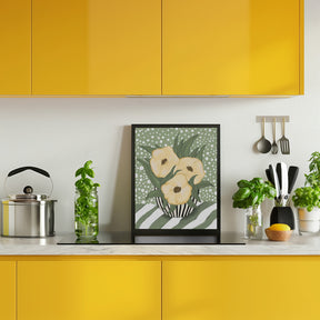 Yellow poppies in vase Poster