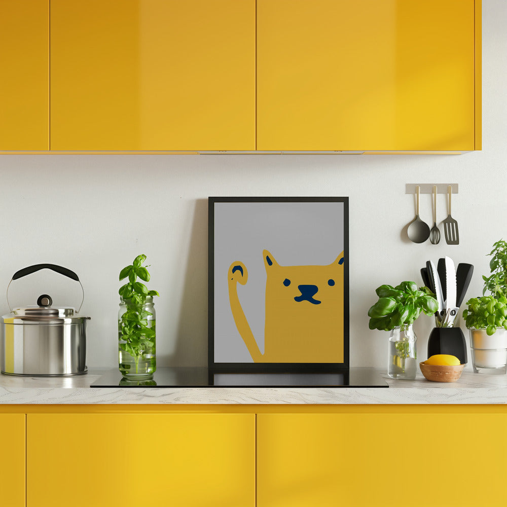 Cute Cat Yellow Poster