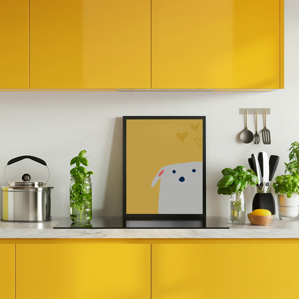 Cute Dog Yellow Poster