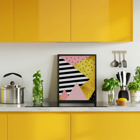 Gold Abstract Pink - Modern Geometric Poster